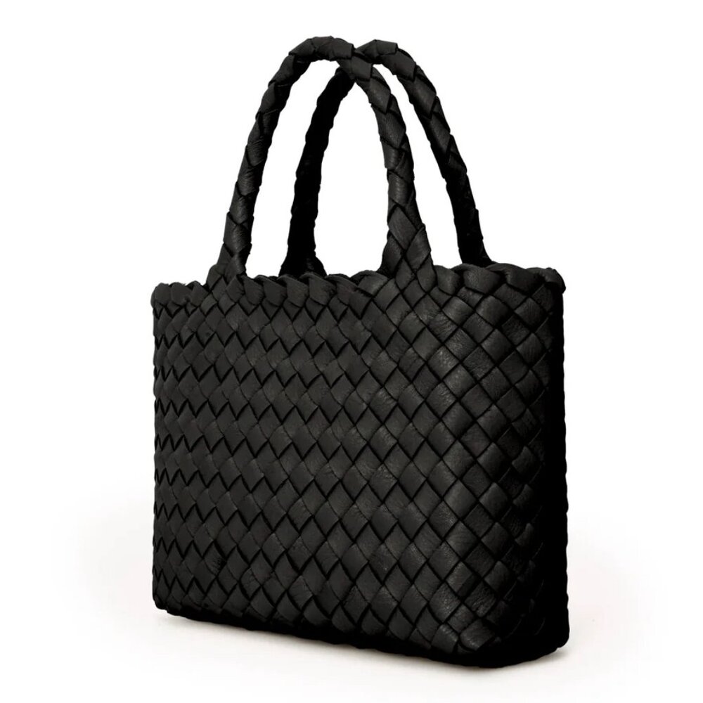 NEW Milaner Italia The Micro Elena Woven Handbag in Black Leather